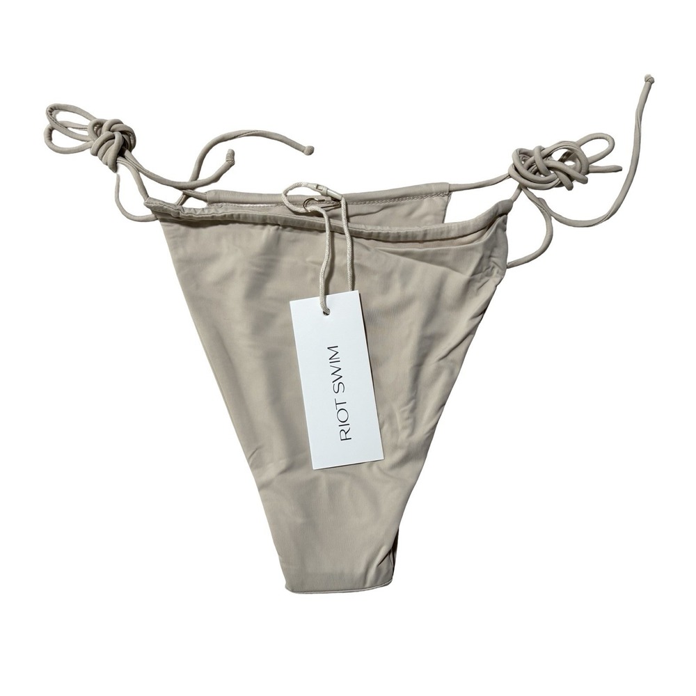 NWT Riot Swim Bixi Bikini Bottom Coconut Beige Tan Side Tie Size Medium